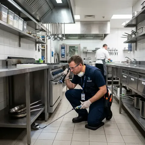 Cucaracha en el suelo de una cocina
