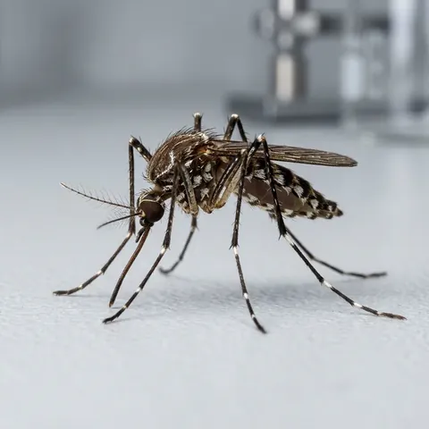 Mosquito tigre posado sobre la piel