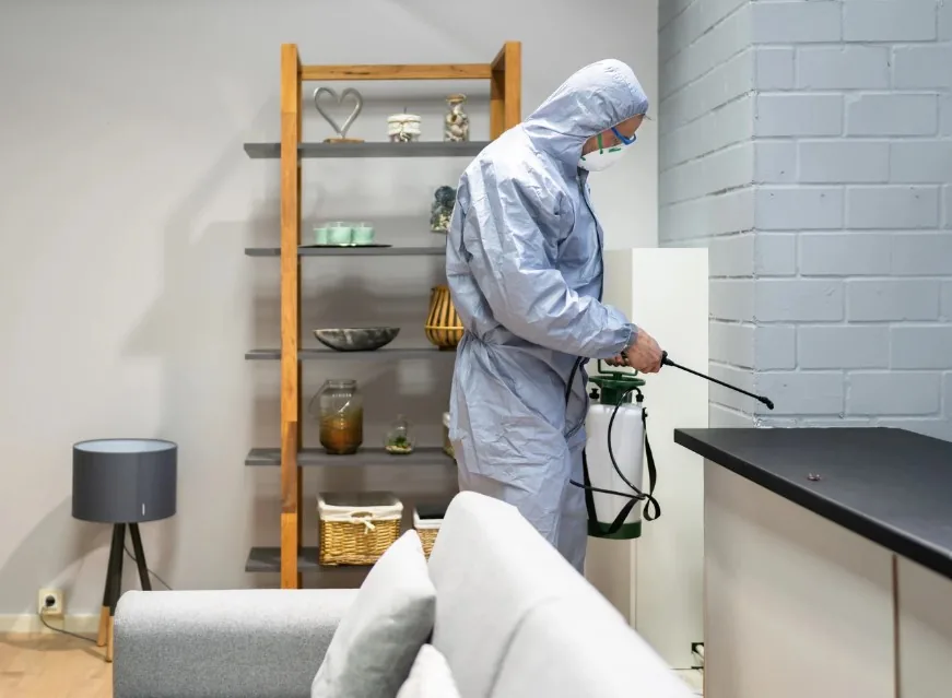 Tratamiento de desinsectación en el salón de una vivienda de Tenerife